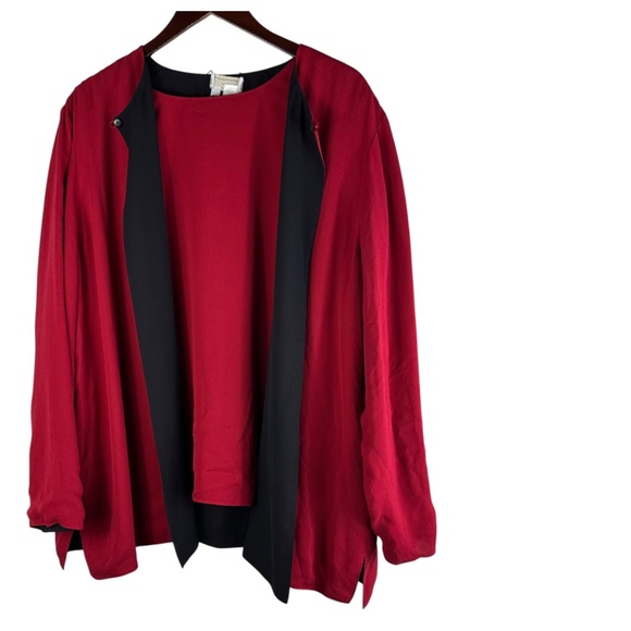 Coldwater Creek 2 pc Reversible Top Tunic Tank Shirt 3X 22 24 Red Black SILK - Picture 4 of 8